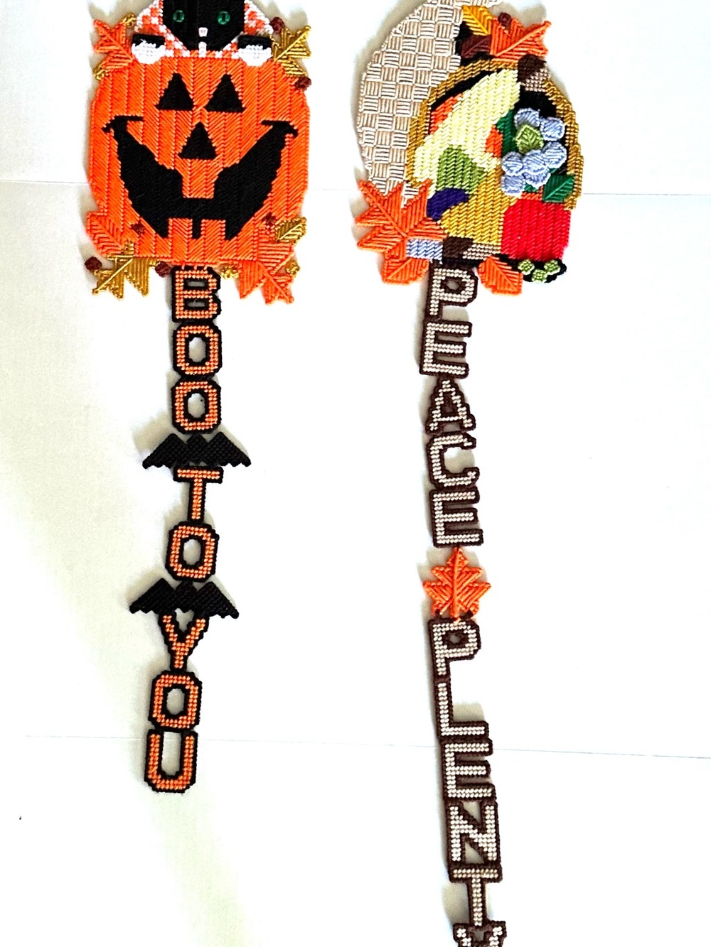 Handcrafted Plastic Canvas Halloween and Fall Thanksgiving Hanging Decor